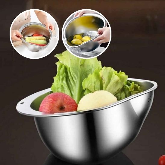 Passoire à Riz en Acier Inoxydable avec Bec Verseur