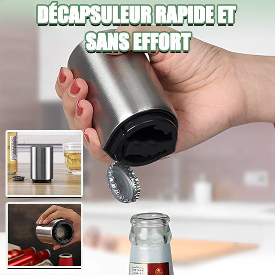 Ouvre-bouteille Automatique en Acier Inoxydable - Ouvre-bière Magnétique à Pression, Facile et Rapide